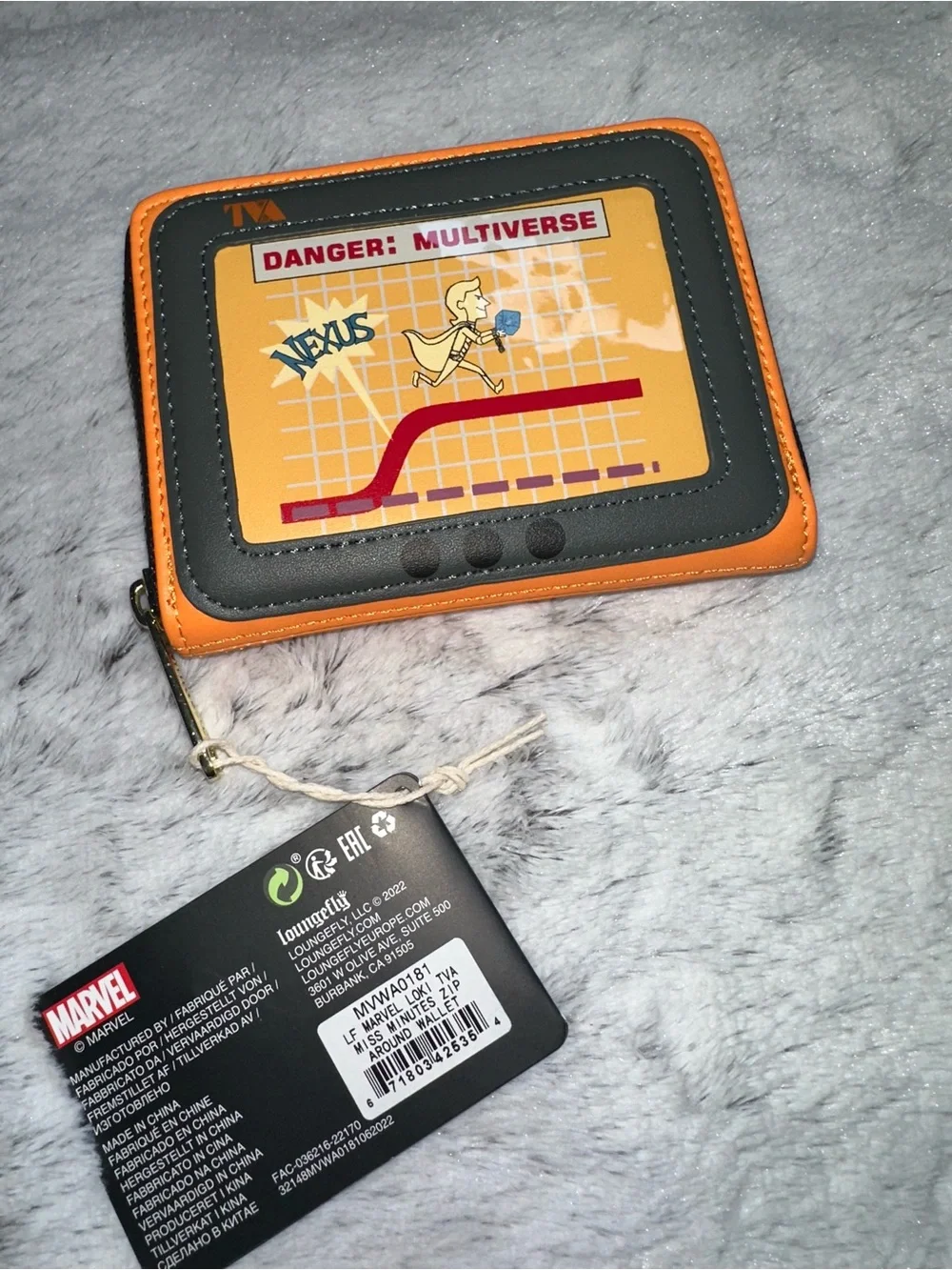 Loungefly Orange and Gray 'Danger: Multiverse' Zip Wallet